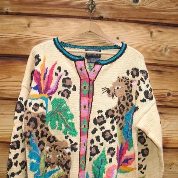 Vintage 90's Hand Knit Berek Pima Cotton Cardigan Sweater - Picture 4 of 12